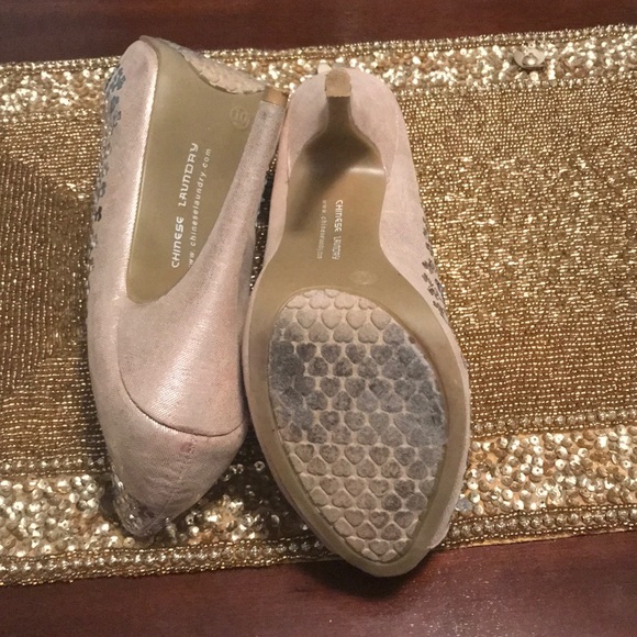 Sparkle nude/dusty Rose and silver sparkle heels - Picture 4 of 5